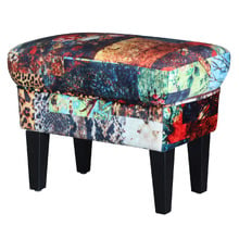 Multi-Coloured Elona Velvet Footstool